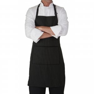 Black Striped Bib Kitchen Apron